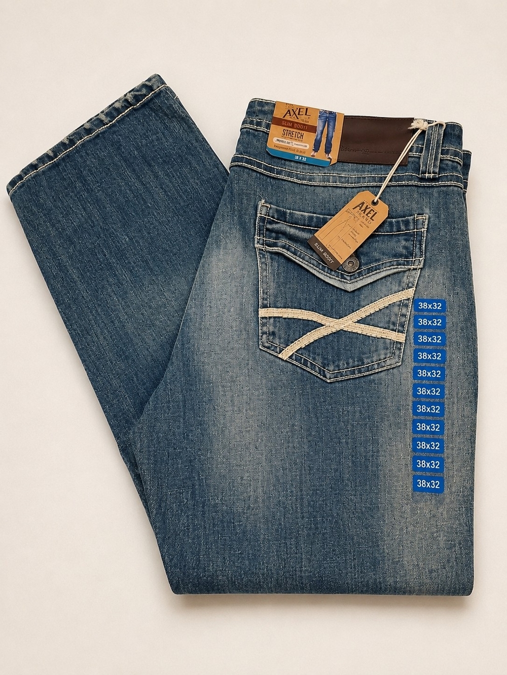 AXEL Brand Men’s Stretch Slim Boot Jeans – Size 38×32